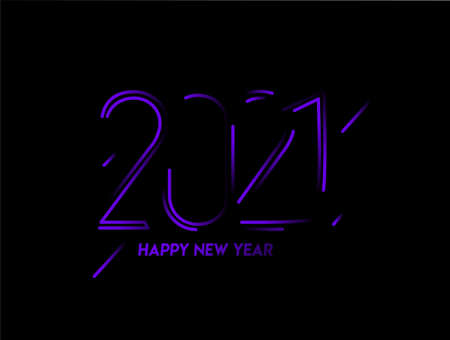 Abstract Happy New Year 2021 Text Typography Design Patter, Vector illustration.のイラスト素材