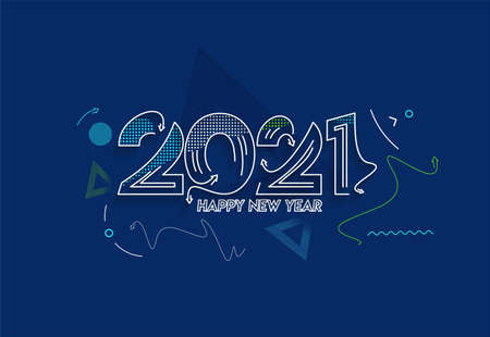 Happy New Year 2021 Text Typography Design Patter, Vector illustration.