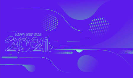 Abstract Happy New Year 2021 Text Typography Design Patter, Vector illustration.のイラスト素材