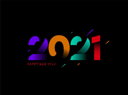 Abstract Happy New Year 2021 Text Typography Design Patter, Vector illustration.のイラスト素材