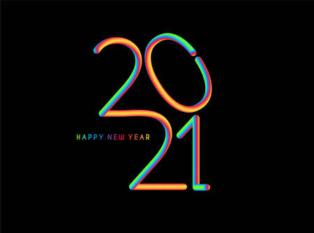 Happy New Year 2021 Text Typography Design Patter, Vector illustration.のイラスト素材