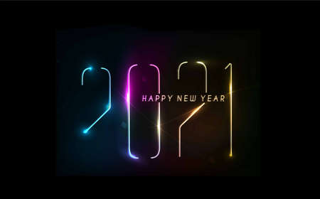 Happy New Year 2021 Lighting Text Typography Design Patter, Vector illustration.