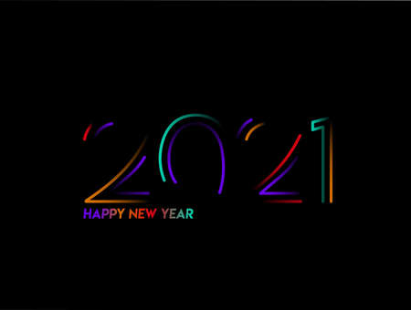 Abstract Happy New Year 2021 Text Typography Design Patter, Vector illustration.のイラスト素材