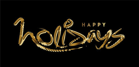 Happy Holidays Gold Calligraphy Vector Text Design.のイラスト素材