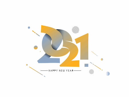 Happy New Year 2021 Text Typography Design poster, Vector illustration.のイラスト素材