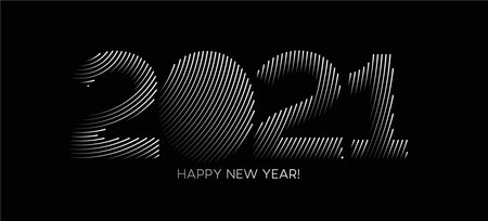 Happy New Year 2021 Text Typography Design poster, Vector illustration.のイラスト素材