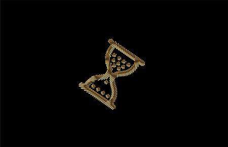 Hourglass mouse gold symbol with Abstract flat pattern vector illustration.
