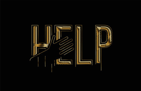 Help Calligraphic Gold line art Text banner poster vector illustration Design.のイラスト素材