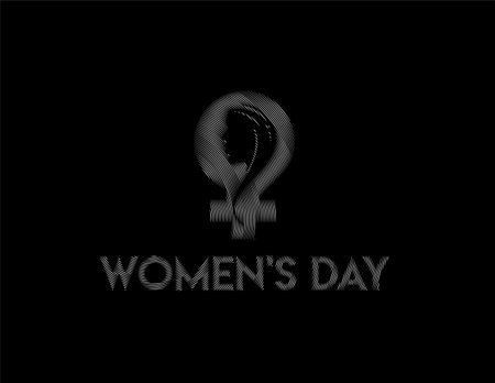 Silver color Happy Women's Day text with woman face female icon Vector Design Element.のイラスト素材