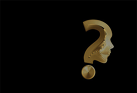 Gold Question mark with human face Icon Vector Design Element.のイラスト素材