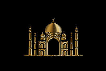 Taj Mahal Gold icon, India Agra - Vector illustration.のイラスト素材