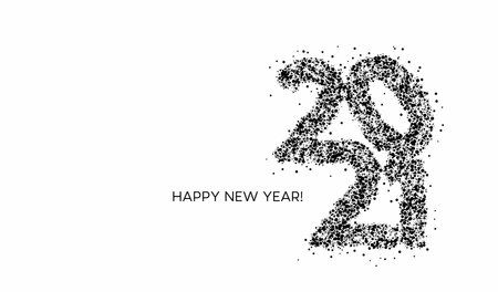 Happy New Year 2021 Particle Text Typography Design Banner Poster, Vector illustration.