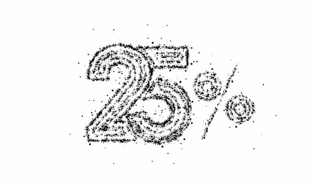 25% OFF Particle Sale Discount Banner. Discount offer price tag. Vector Illustration.