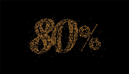80% OFF Particle Sale Discount Banner. Discount offer price tag. Vector Modern Sticker Illustration.のイラスト素材