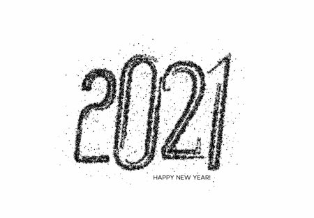 Happy New Year 2021 Particle Text Typography Design Banner Poster, Vector illustration.のイラスト素材
