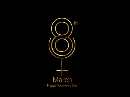 8 march Happy Women's Day Stylish Typography Text. Vector Illustrationのイラスト素材