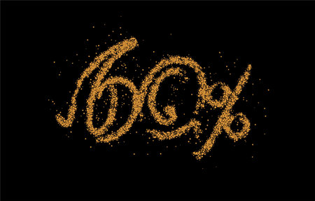 60% OFF Particle Sale Discount Banner. Discount offer price tag. Vector Modern Sticker Illustration.のイラスト素材