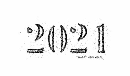 Happy New Year 2021 Particle Text Typography Design Banner Poster, Vector illustration.のイラスト素材