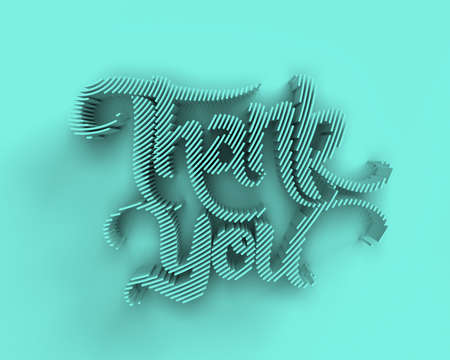 3D Render Thank You Gold lettering typographical Illustration Design..の写真素材