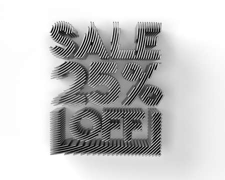 3D Render 25% OFF Sale Discount Banner - Discount offer 3D Illustration Design.の写真素材
