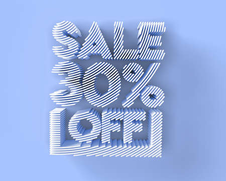 3D Render 30% OFF Sale Discount Banner - Discount offer 3D Illustration Design.の写真素材