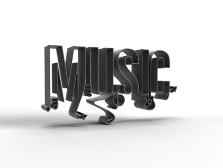 3D Render Music Calligraphic line art illustration Design.の写真素材