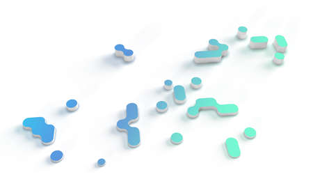Abstract 3d rendering of geometric halftone background. 3D concept illustration.