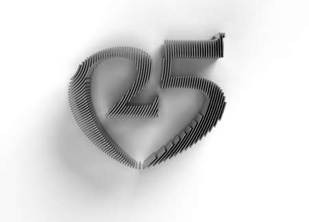 3D Render of a 25 twenty-five number Illustration Design.の写真素材