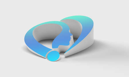 3d Render Question mark with human face 3D illustration Design Element.