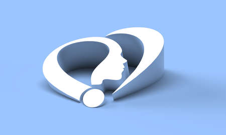 3d Render Question mark with human face 3D illustration Design Element.の写真素材