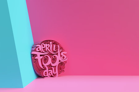 3D Render April fools day Text. 3D illustration Graphic Design.の写真素材