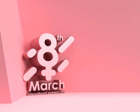 8 March Happy Women's Day 3D Render Flyer Poster Illustration Design.の写真素材
