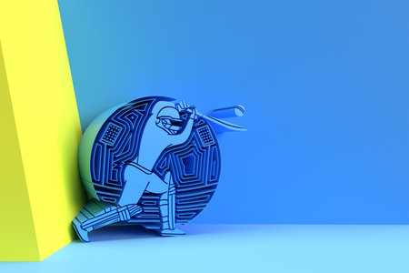 3D Render Concept of Batsman playing cricket - Championship, 3D art design Poster illustration.の写真素材