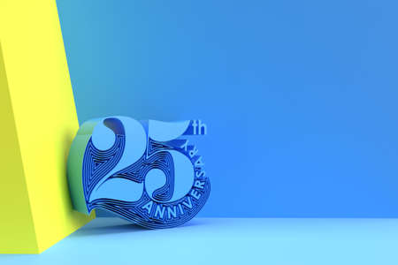25th Years Anniversary Celebration Text 3D Render Illustration Design.の写真素材