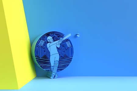 3D Render Concept of Batsman playing cricket - Championship, 3D art design Poster illustration.の写真素材