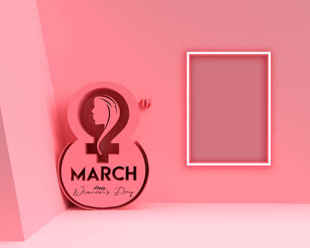 8 March Happy Women's Day 3D Render Flyer Poster Illustration Design.の写真素材