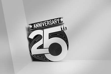 25th Years Anniversary Celebration 3D Render Illustration Design.の写真素材