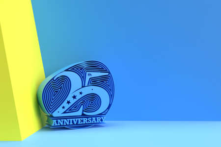 25th Years Anniversary Celebration Text 3D Render Illustration Design.の写真素材