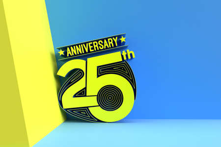 25th Years Anniversary Celebration Text 3D Render Illustration Design.の写真素材