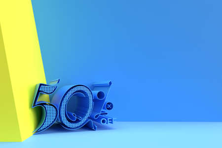 3D Render 50% OFF Sale Discount Banner Flyer/Poster Illustration Design.の写真素材