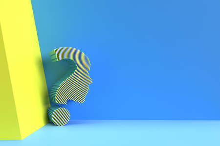 3d Render Question mark with human face with Space of your text. 3D illustration Design Element.の写真素材