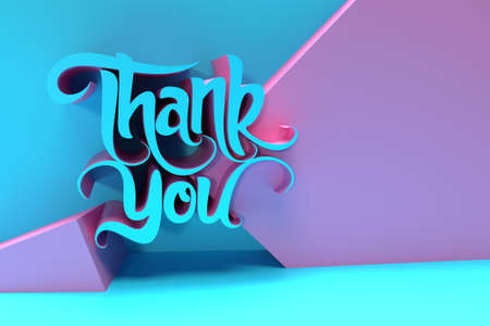 3D Render Thank You lettering typographical 3D Flyer Poster Illustration Design.の写真素材
