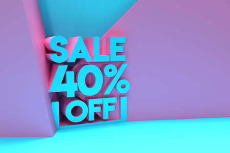 3D Render 40% OFF Sale Discount Banner with space of your text Illustration Design.の写真素材