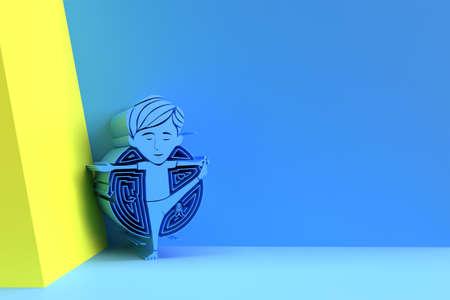 3D Render Boy practicing yoga pose, 21st june international yoga day Flyer/Poster Illustration Design.の写真素材