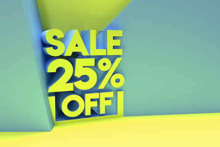 3D Render 25% OFF Sale Discount Banner with space of your text Illustration Design.の写真素材