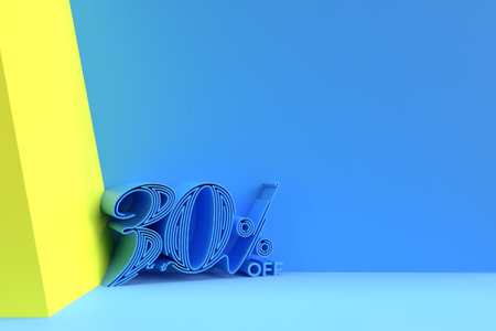 3D Render 30% OFF Sale Discount Banner with sapce of your text. Flyer/Poster Illustration Design.の写真素材