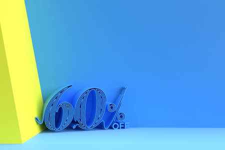 3D Render 60% OFF Sale Discount Banner with sapce of your text. Flyer/Poster Illustration Design.の写真素材