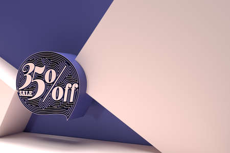3D Render 35% OFF Sale Discount Banner Flyer Poster Illustration Design.の写真素材