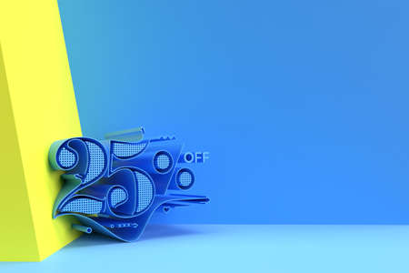 3D Render 20% OFF Sale Discount Banner with sapce of your text. Flyer/Poster Illustration Design.の写真素材