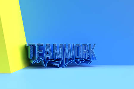 3D Render Teamwork Calligraphic banner with space of text Flyer/Poster illustration Design.の写真素材